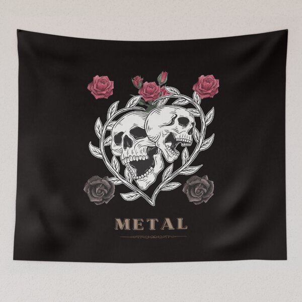 Item preview, Skulls Adorned with Black and Red Roses; METAL designed and sold by evaninla.
