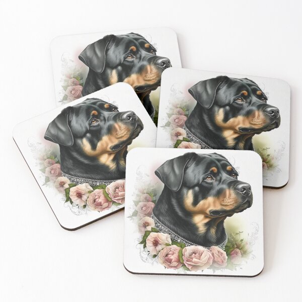 Item preview, Rottweiler With Roses designed and sold by Nocturne  Paws.