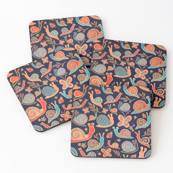 Item preview, Snail convention - red and turquoise - midnight designed and sold by AprilAppleArt.