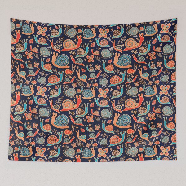 Item preview, Snail convention - red and turquoise - midnight designed and sold by AprilAppleArt.