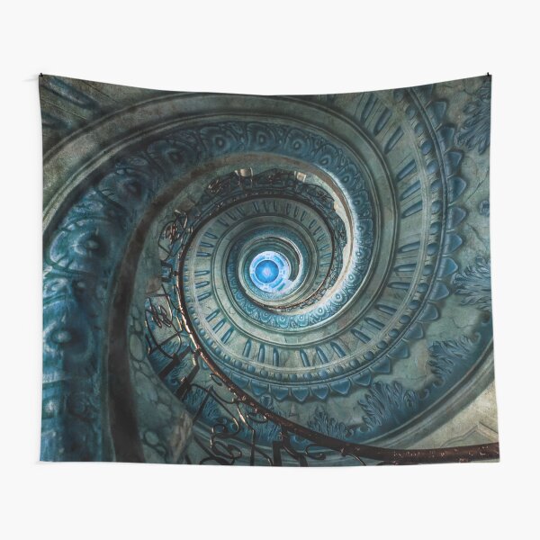 Blue spiral staircase Tapestry