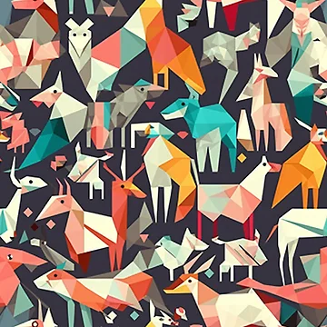 Artwork thumbnail, Origami animals pattern by PatternSummit