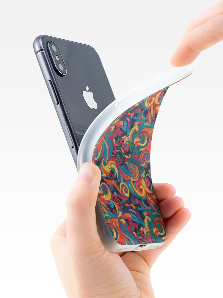 Aperçu 4 sur 5. Coque iPhone avec l'œuvre Psychedelic swirls pattern créée et vendue par PatternSummit.