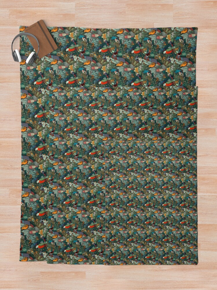 Thumbnail 5 von 6, Fleecedecke, Rainforest wildlife pattern designt und verkauft von PatternSummit.