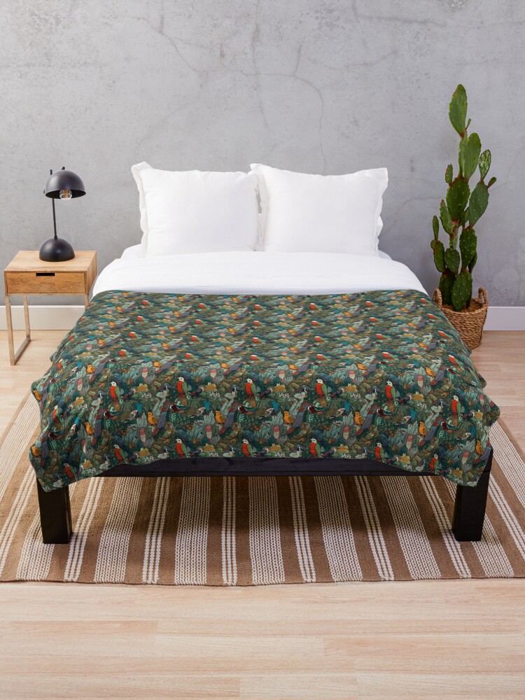 Thumbnail 1 von 6, Fleecedecke, Rainforest wildlife pattern designt und verkauft von PatternSummit.