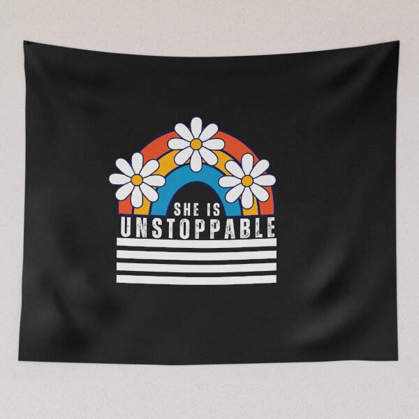 Item preview, She is Unstoppable Floral Retro Typography Quote designed and sold by thedazzlingmonk.