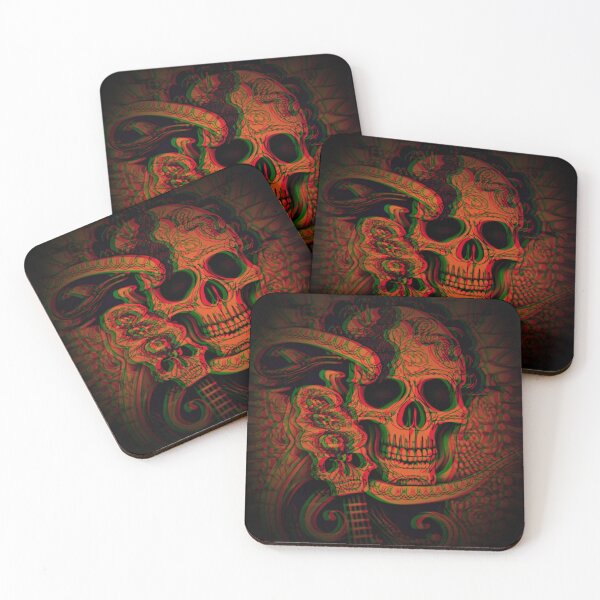 Item preview, psychedelic skull in red monochrome designed and sold by weirdove.