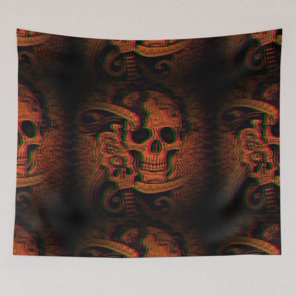 Item preview, psychedelic skull in red monochrome designed and sold by weirdove.