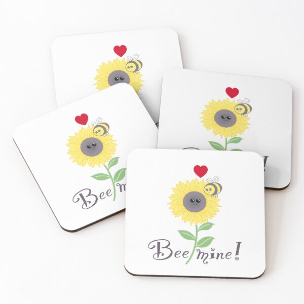 Item preview, Bee mine, bee sunflower love on white designed and sold by QuirkyBeez.