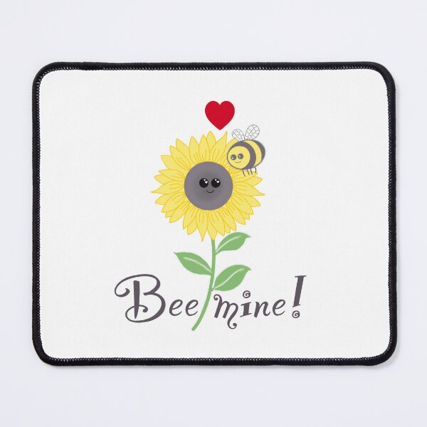 Item preview, Bee mine, bee sunflower love on white designed and sold by QuirkyBeez.
