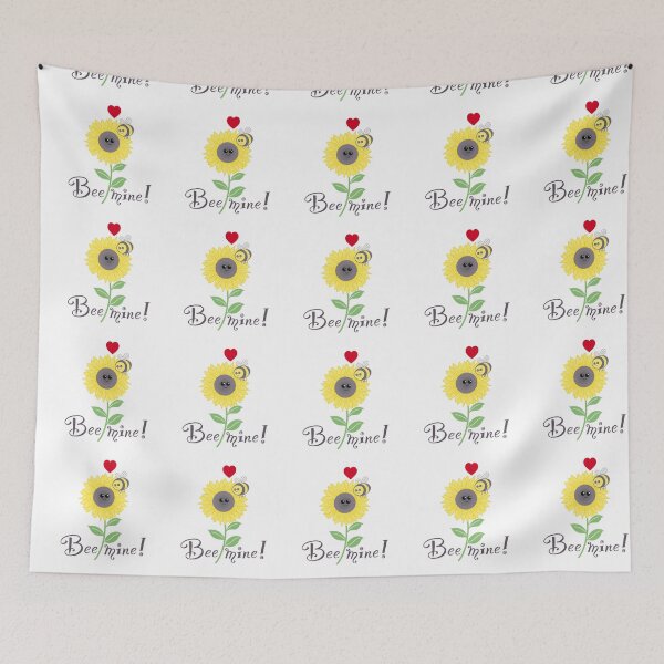 Item preview, Bee mine, bee sunflower love on white designed and sold by QuirkyBeez.