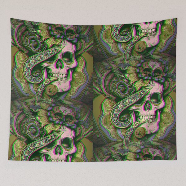 Item preview, vintage style psychedelic skull designed and sold by weirdove.