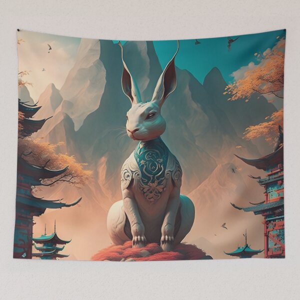 Item preview, The Year of The Rabbit 2023, Chinese Zodiac New Year 2023 - AI-Generated surrealist Art designed and sold by Flowsaiartshop.