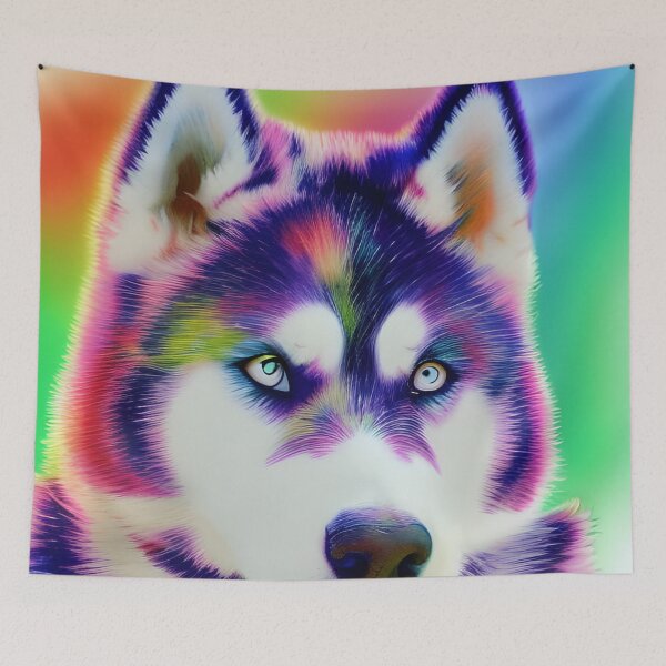 Item preview, A Rainbow Husky, Colouful husky, coloured husky designed and sold by Doggymadness.