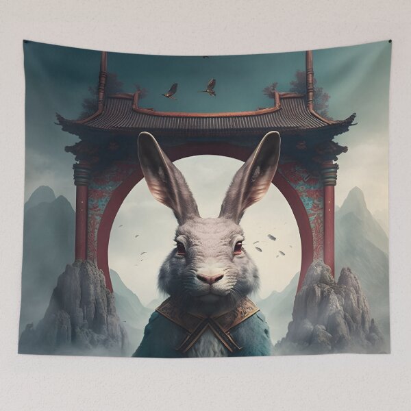 Item preview, The Year of The Rabbit 2023, Chinese Zodiac New Year 2023 - AI-Generated surrealist Art designed and sold by Flowsaiartshop.