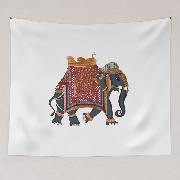 Item preview, Mughal Empire Decorative Elephant Illustration designed and sold by Pixora Art.