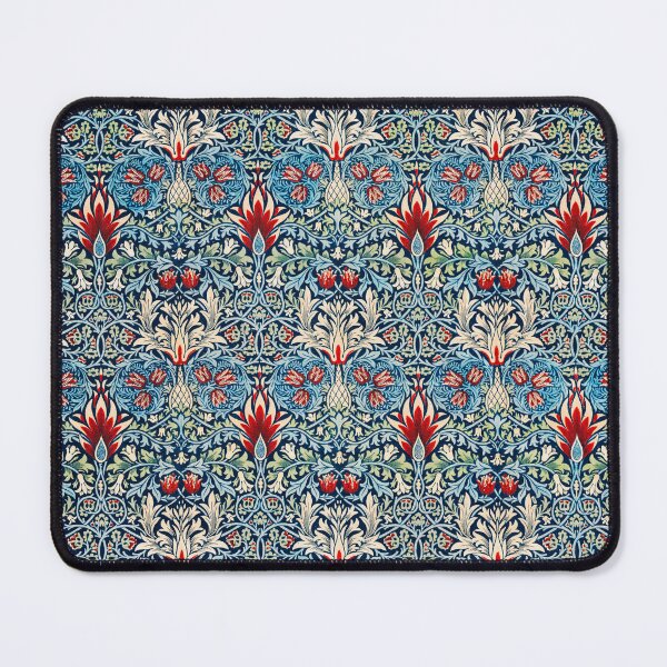 Item preview, SNAKESHEAD RED FLOWERS, WHITE BLUE SWIRLS FLORAL PATTERN designed and sold by BulganLumini.