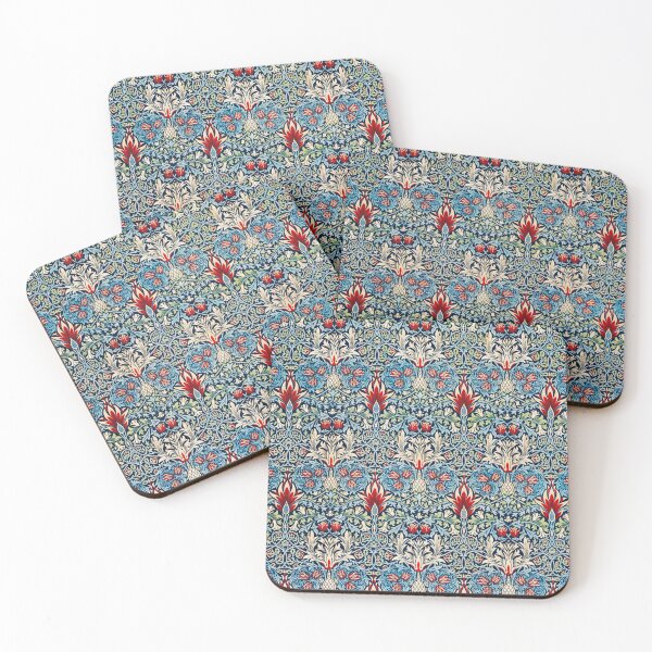 Item preview, SNAKESHEAD RED FLOWERS, WHITE BLUE SWIRLS FLORAL PATTERN designed and sold by BulganLumini.