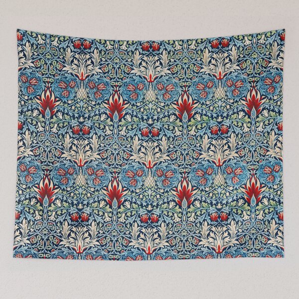 Item preview, SNAKESHEAD RED FLOWERS, WHITE BLUE SWIRLS FLORAL PATTERN designed and sold by BulganLumini.