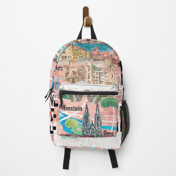 Item preview, Regensburg Illustrated Favorite Map with roads and Touristic Highlights designed and sold by artshop77.