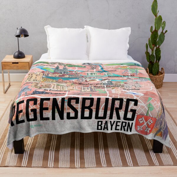 Item preview, Regensburg Illustrated Favorite Map with roads and Touristic Highlights designed and sold by artshop77.