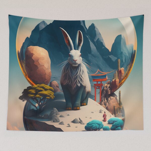 Item preview, The Year of The Rabbit 2023, Chinese Zodiac New Year 2023 - AI-Generated surrealist Art designed and sold by Flowsaiartshop.