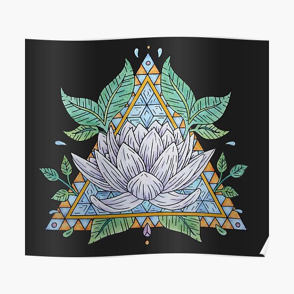 Stained Glass Lotus Illustration Poster