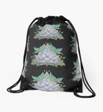 Stained Glass Lotus Illustration Drawstring Bag