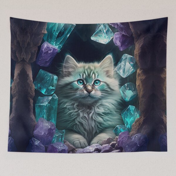 Item preview, Myst the White Cat of the Fluorite Crystal Cave designed and sold by MagicCatSociety.