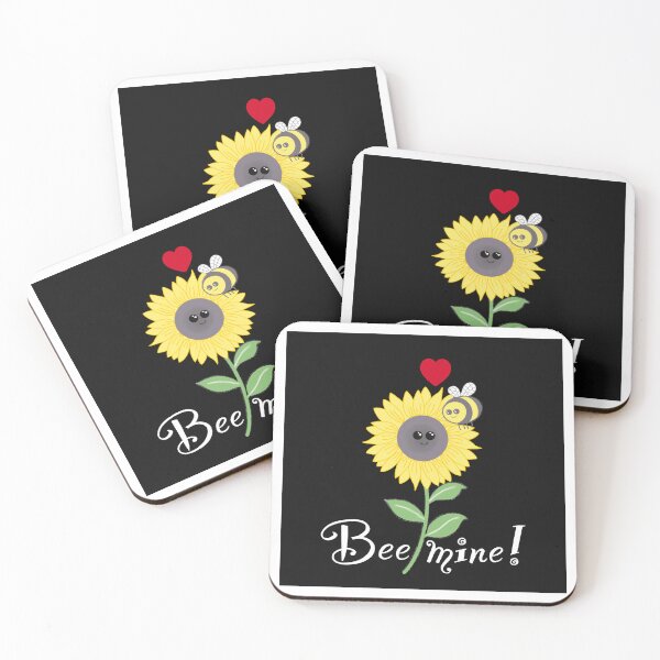 Item preview, Bee mine, bee sunflower love on black  designed and sold by QuirkyBeez.