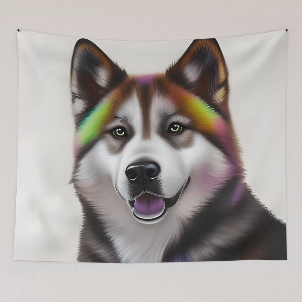 Item preview, Colourful Akita puppy, charcoal drawing, Ai Generated Art  designed and sold by ACC .