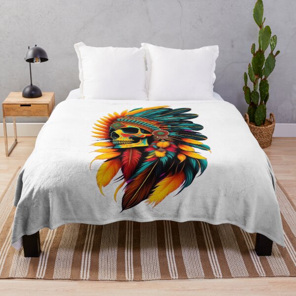 Aperçu de l'œuvre Indian Skull Feather Headdress - Retro Style créée et vendue par Cheeeeky.