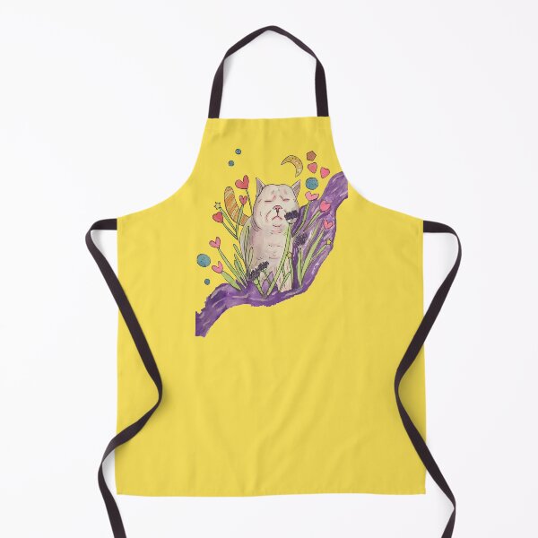 Artikelvorschau, Aquarell Kitty Cat riechende Blumen, gelber Hintergrund entworfen und verkauft von altairaleon.
