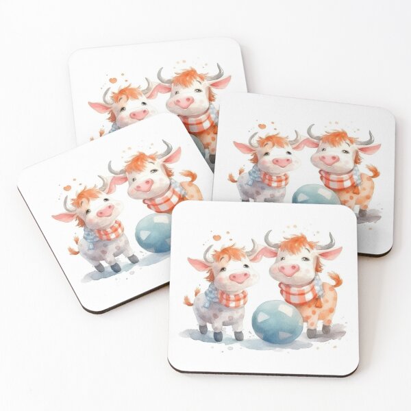 Item preview, Double Moo Delight: Twin Calves' Cuddly Charm designed and sold by NorthFoxGraphic.