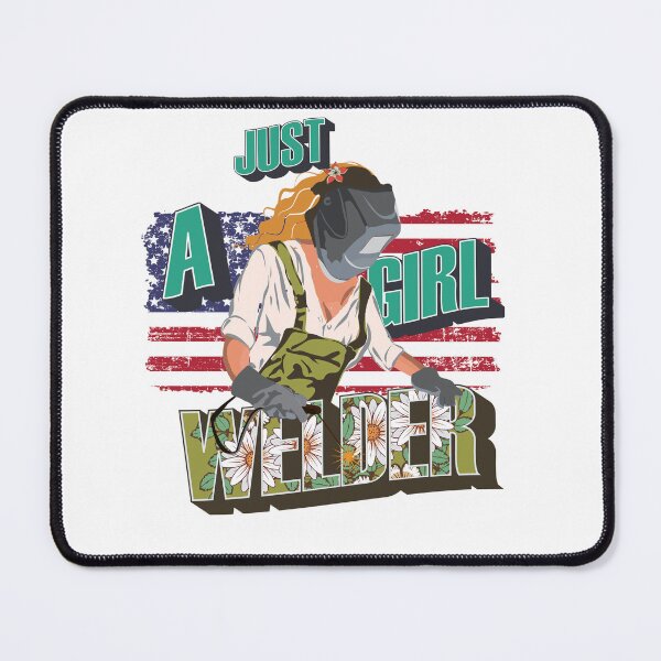 Item preview, Just a welder girl 90s retro style Usa flag welders designed and sold by HomeCoquette.