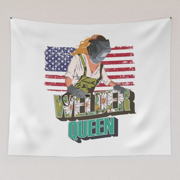 Item preview, Welder queen floral pattern 90s retro style Usa flag welders  designed and sold by HomeCoquette.