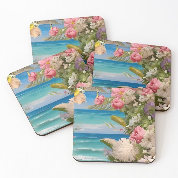 Item preview, Coast, beach - lively and cheerful pattern with rough sea and flowers. designed and sold by Rostislav Bouda.
