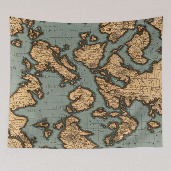 Item preview, Ancient Imaginary Map Illustration Throw Pillow designed and sold by Sowari-Pillows.