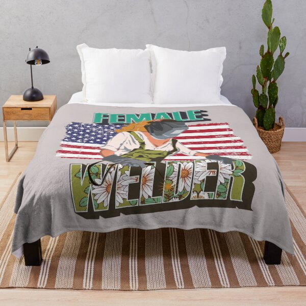 Item preview, Welder girl funny quote woman metal worker gift  Female welder floral pettern USA flag designed and sold by HomeCoquette.