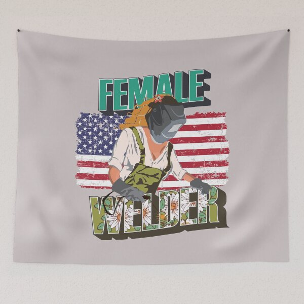 Item preview, Welder girl funny quote woman metal worker gift  Female welder floral pettern USA flag designed and sold by HomeCoquette.