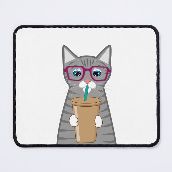 Item preview, gray cat drinks coffee designed and sold by Artgaus1.