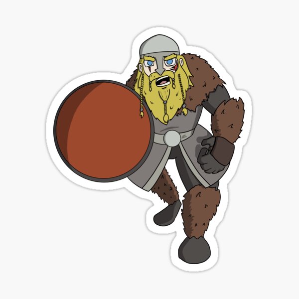 Viking warrior cartoon character Sticker