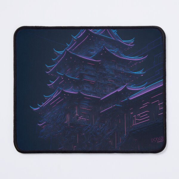 Item preview, cyber temple circuit neon blue pink designed and sold by PodgaiaDesigns.