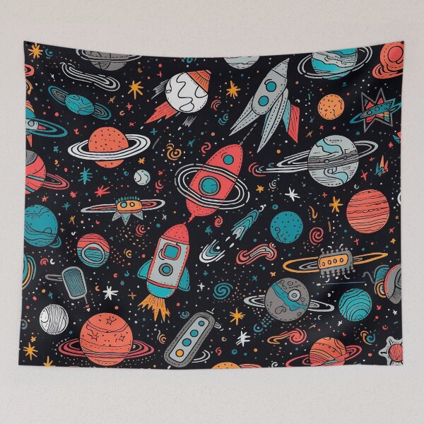 Item preview, Rocket Launch: A Vector Space Pattern with Planets, Stars, and Rockets designed and sold by SweetRepeat.