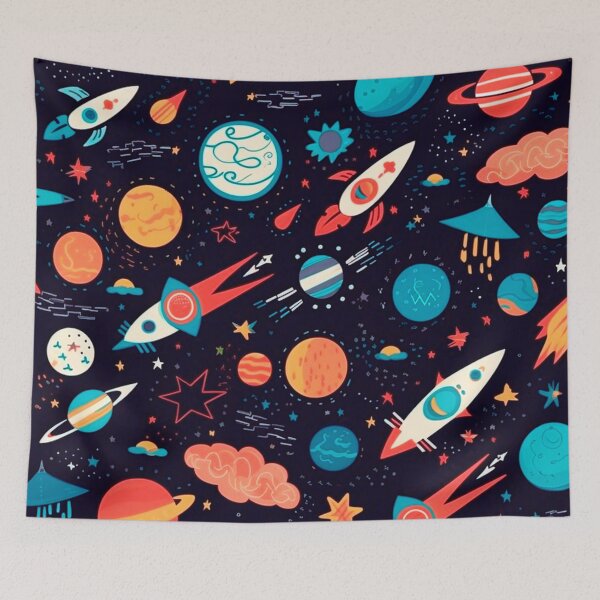 Item preview, Cosmic Adventure: A Space Pattern with Planets, Stars, and Rockets designed and sold by SweetRepeat.