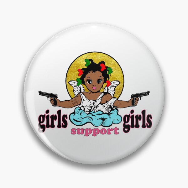 Item preview, Girls support Girls;  African Angel;  designed and sold by StickerApe.