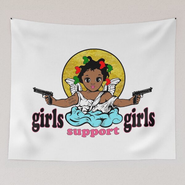 Item preview, Girls support Girls;  African Angel;  designed and sold by StickerApe.