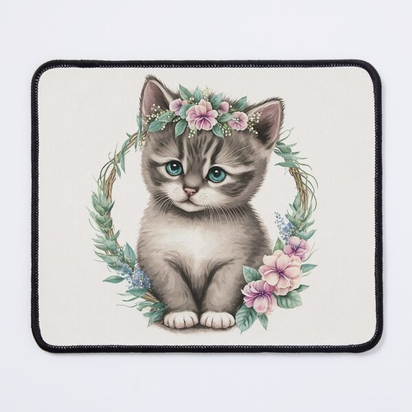 Item preview, Flower Kitten in a Wreath designed and sold by MythicPrompts.