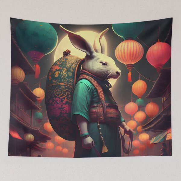 Item preview, The Year of The Rabbit 2023, Chinese Zodiac New Year 2023 - AI-Generated surrealist Art designed and sold by Flowsaiartshop.