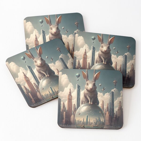 Item preview, Environmentalist Rabbit celebrating Earth Day - surrealist AI Generated Art designed and sold by Flowsaiartshop.
